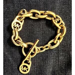 Michael Kors Yellow Gold Color Chunky Padlock Style Bracelet Toggle Closure